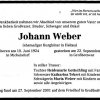 Weber Johann 1924-2001 Todesanzeige